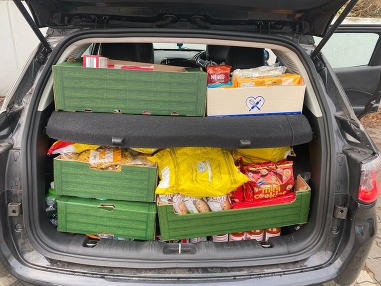 Car boot full of food donations