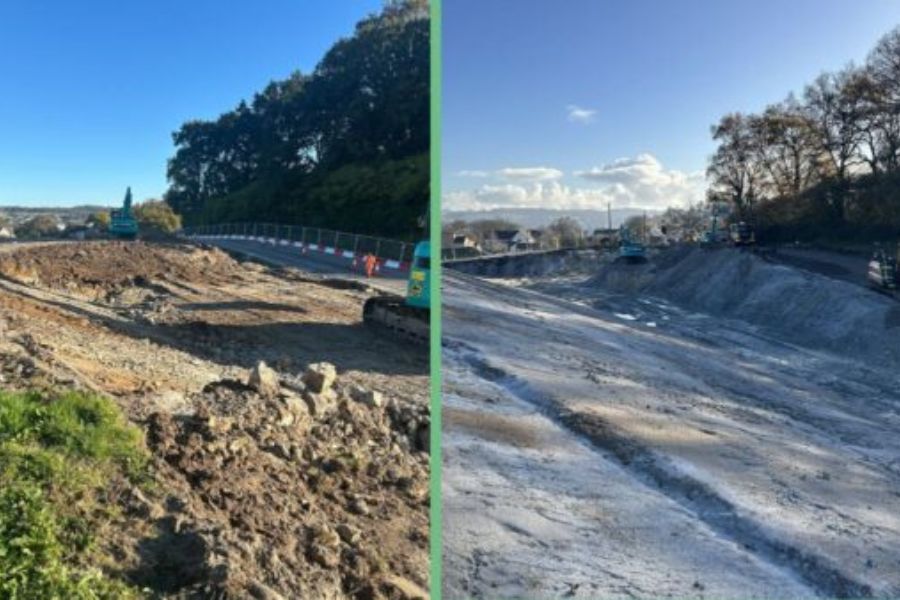 The change to the land during construction of the new road