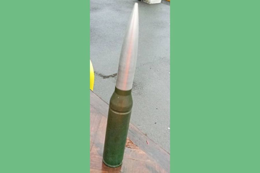 Picture of tank shell found at recycling centre 