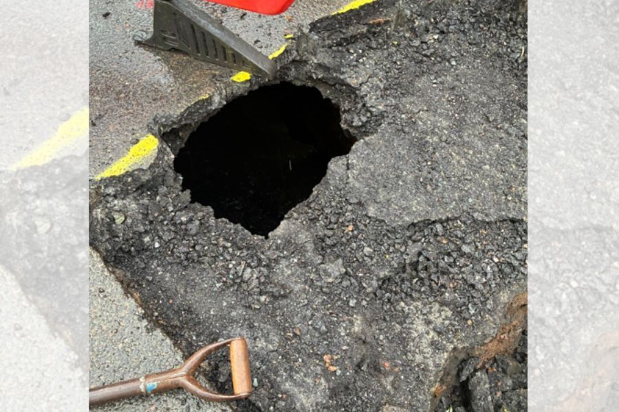 The hole in the road in Kingsbridge