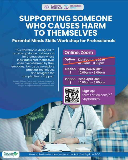 Supporting someone who causes harm to themselves workshop poster