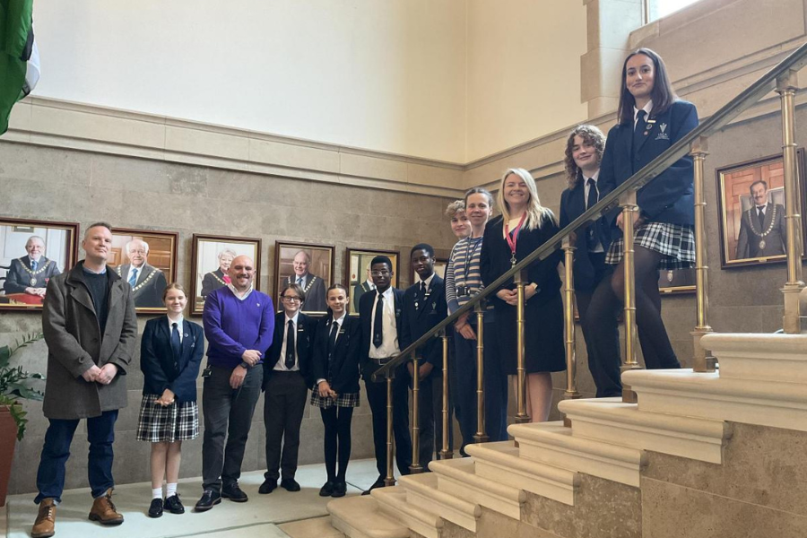 ISCA students join Deputy Director and Devon Cllr at County Hall. 