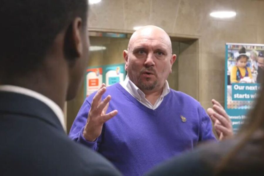 Head of Inclusion and Learning, Jack Newton, talking to pupils from Isca college