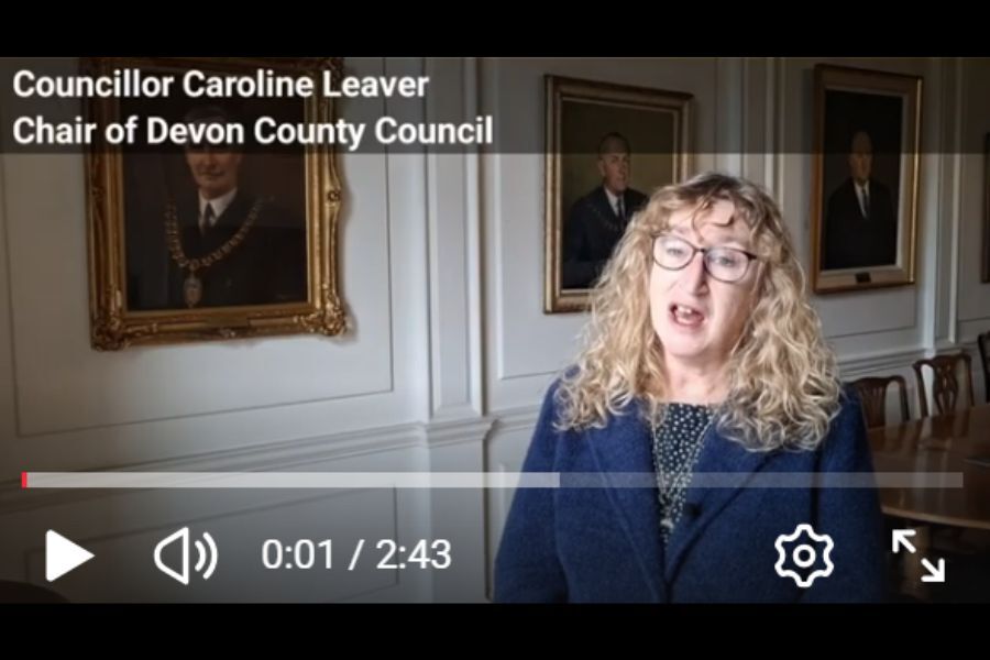 Councillor Caroline Leaver, Chair of Devon County Council, talking in her office about International Women's Day
