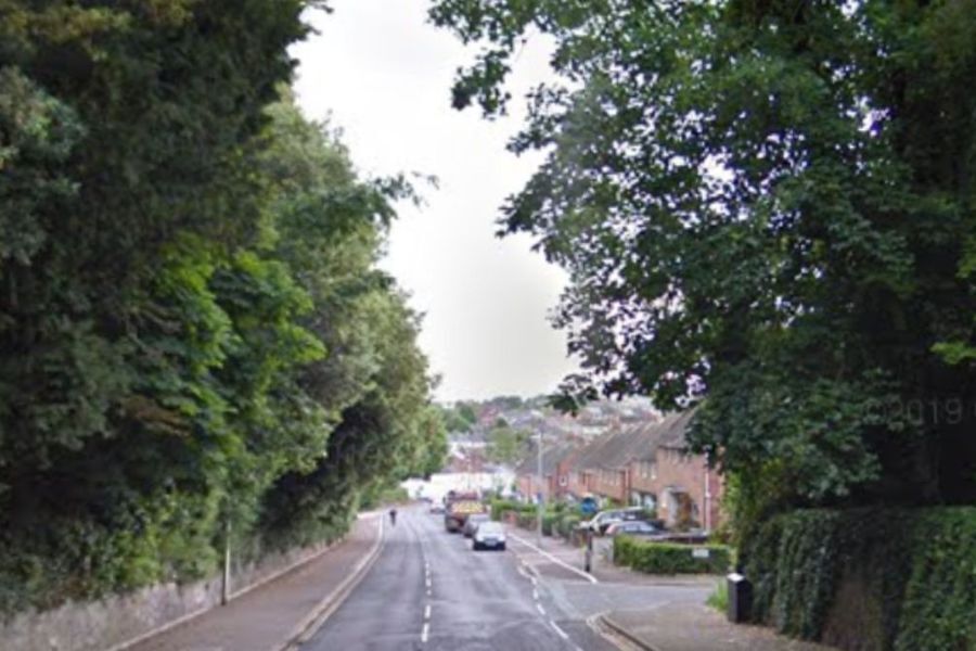 View looking down Dryden Road in Exeter