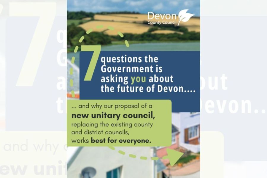 Graphic reads, 7 questions that the government is asking you about the future of local government in Devon