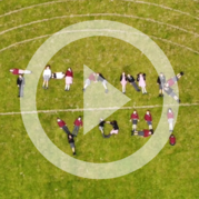 Drone shot of pupils spelling out 'thank you!'