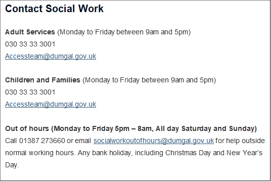 Contact Social Work