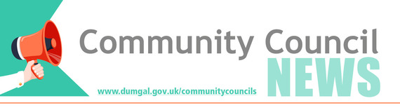 Community Council News Header. Words Community Council News with graphic illustration of a megaphone