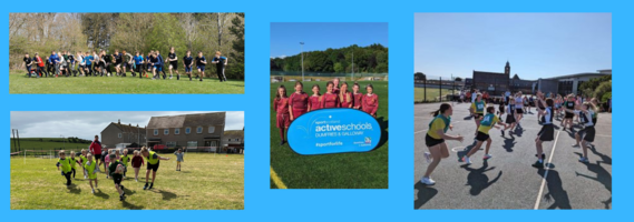 Multiple images of children taking part in sport