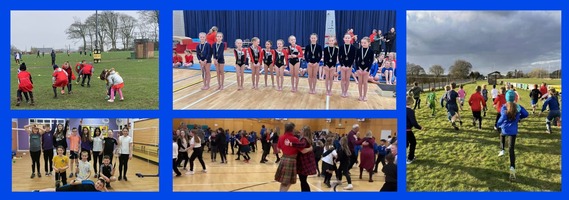 Multiple images of children taking part in sport