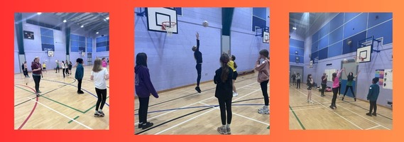 Young people playing Netball