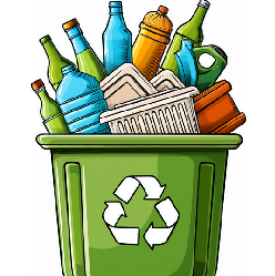 mixed recycling in a container