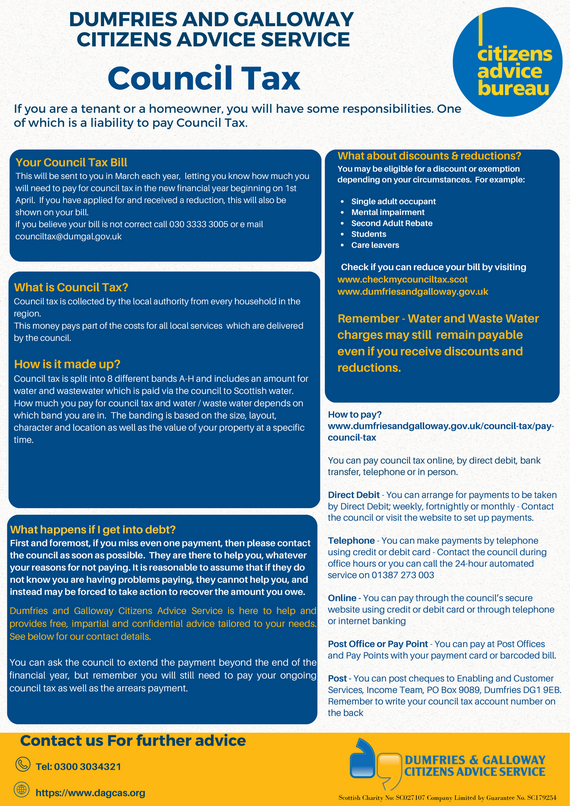 Dumfries and Galloway Citizens Advice Service - council tax poster