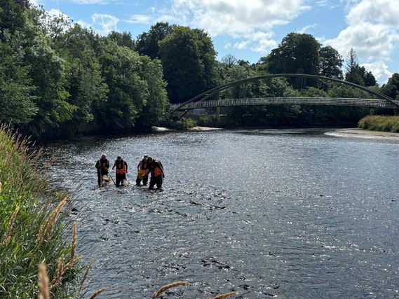 Nith Catchment Fishery Trust in the River Nith undertaking aquatic surveys