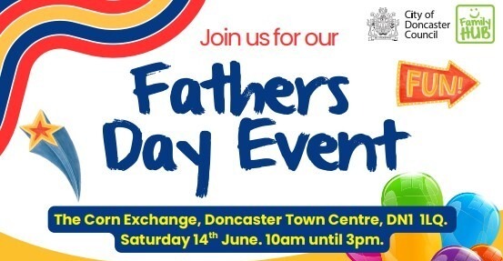 Graphic promoting Father's Day event at the Corn Exchange. 