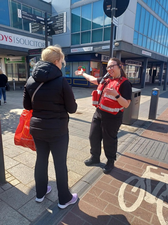 Photo showing Safer City teams engaging with the public in Doncaster City Centre.