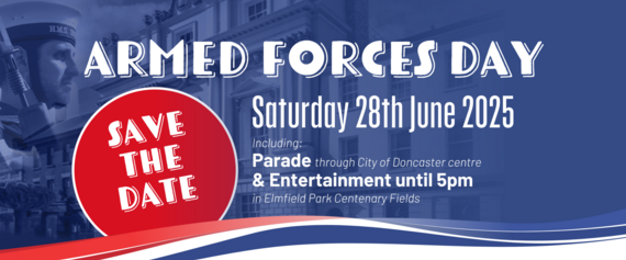 Graphic promoting the Armed Forces Day event on Saturday 28 June.