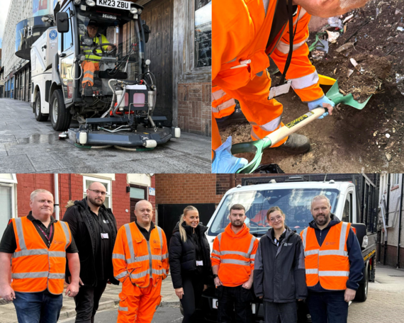Collage of photos from the Street Scene day of action. 