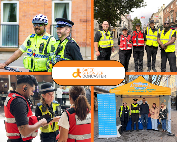 A collage of photos showing work being undertaken by the Safer Stronger Doncaster Partnership 