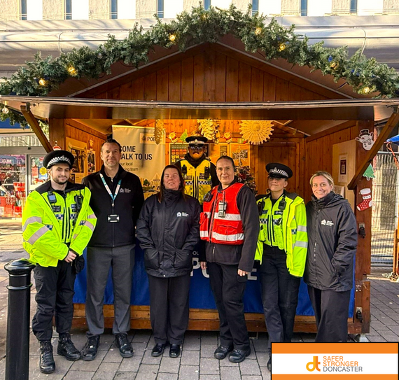 Photo showing Safer City teams at the Doncaster Christmas Cabins