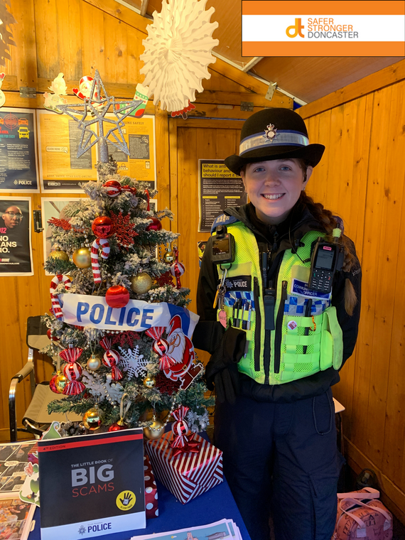 Image showing an SYP police officer in Doncaster City centre this winter. 