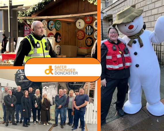 A collage showing the work that is ongoing to keep Doncaster City Centre safe this winter