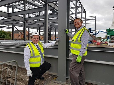 Councillor Patrick Harley and Councillor Ian Kettle at the new leisure centre site