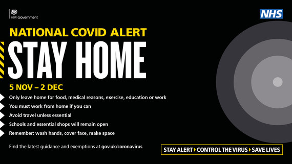 National covid alert - stay home 5 Nov - 2 Dec