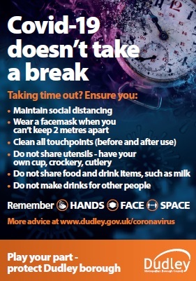 covid 19 doesn't take a break poster of rules and regulations 