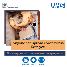 anyone can spread coronavirus - please remember hands face space 