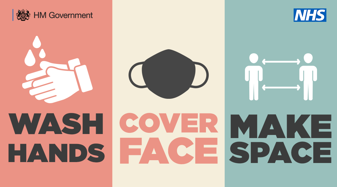 wash hands cover face make space