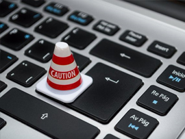 warning cone on keyboard
