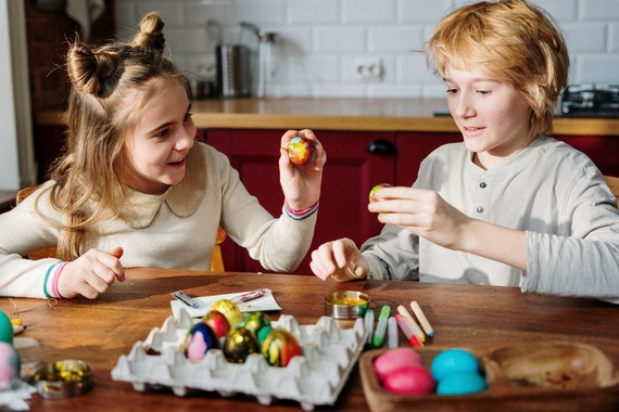children making easter crafts