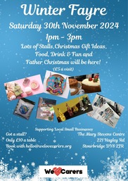Winter Fayre Sat 30 Nov 1-3 mary Stephens Centre 221 Hagley Road Stourbridge