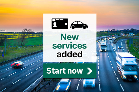 New services added, start now text, on backdrop of busy motorway. 