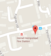 Map showing location of Heme Hempstead Fire Station