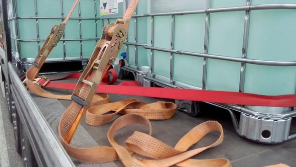 Lorry load strapped up