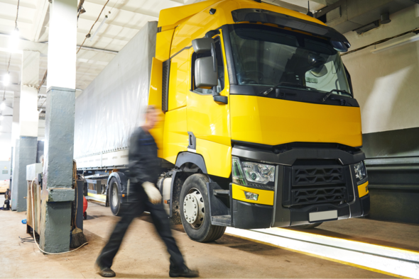 Lorry in garage