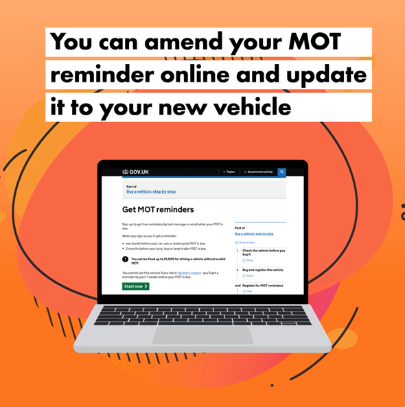 Graphic showing how you can amend your MOT reminders