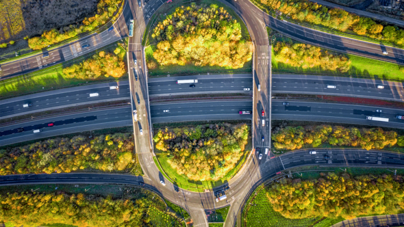 Arial view of roads