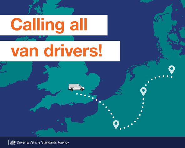 Calling all van drivers text on graphic 