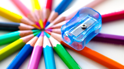 Colouring pencils and a pencil sharpener