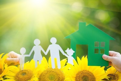 image of a family made of paper cut-out shapes