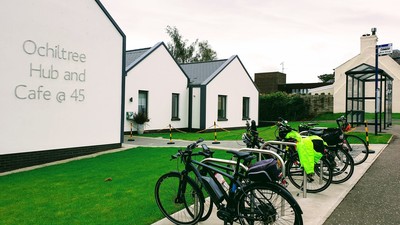 Ochiltree Community Hub with bikes parked outside