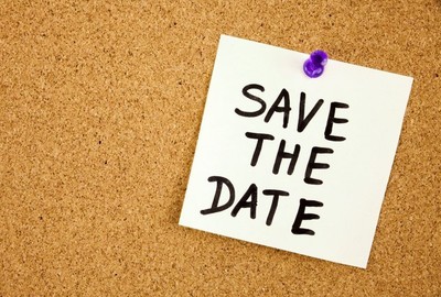 A paper note with the words: 'Save the date' written on it.