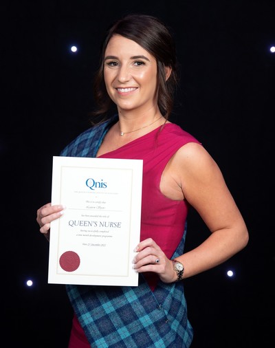 Senior nurse Lauren Speirs with her Queen's Nurse award