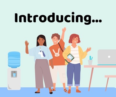 work colleagues smiling in conversation