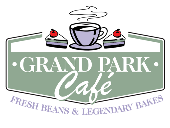 The Grand Park Cafe logo of an illustrated cup of coffee