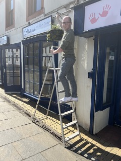 Darran on ladder, Mauchline CARS